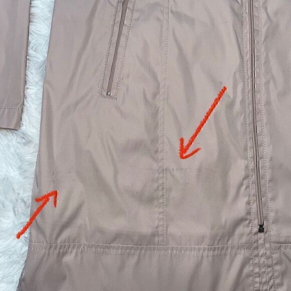 Cole Haan Pink Coat Trench Jacket Rain Womens Size M Pockets Cinch Waist - Picture 10 of 16